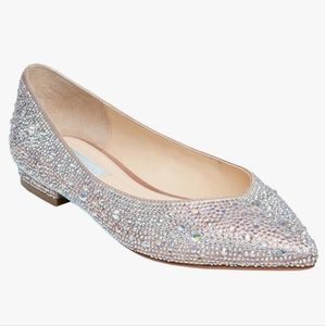 Betsey Johnson. Size 8, Nude Satin Jude Ballet Flats